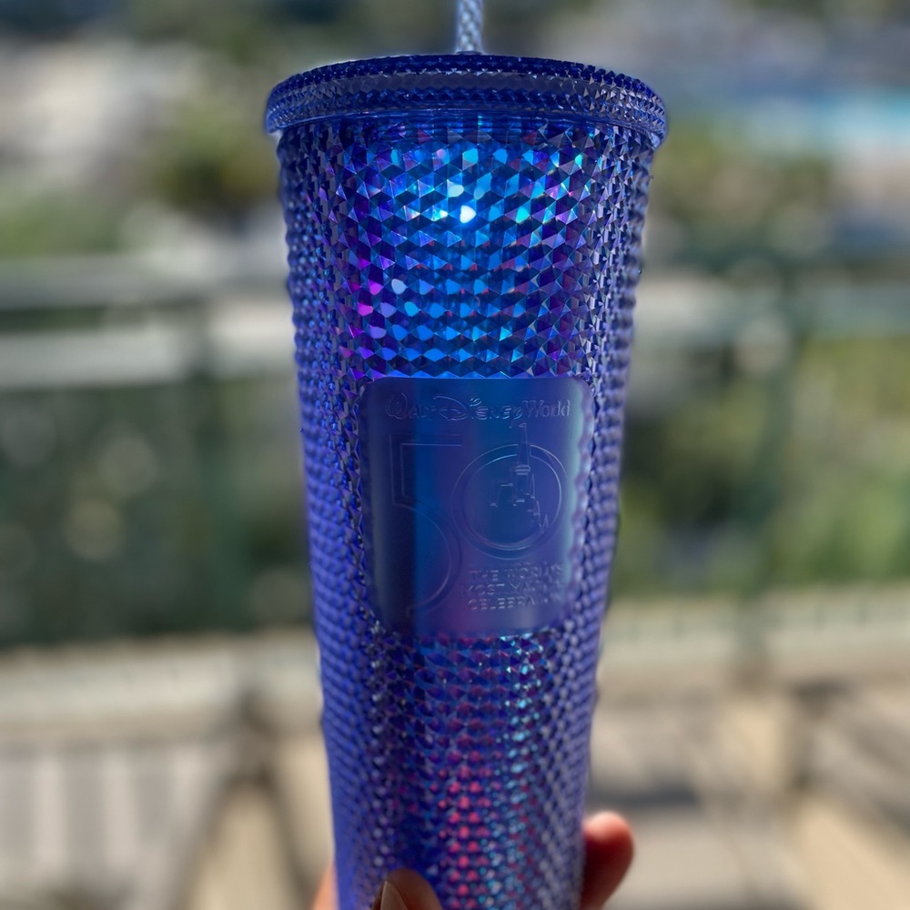 Walt Disney World 50th Anniversary Geometric Starbucks Tumbler with Straw – Blue